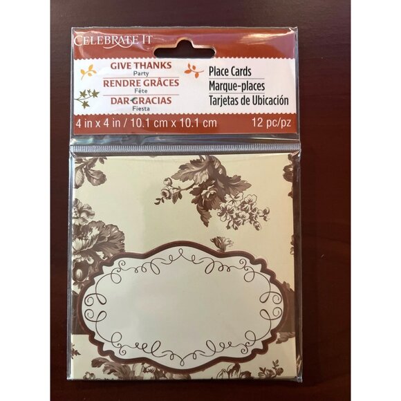 2012 Give thanks Place cards by Celebrate it 4"x4" 12 pack - Picture 1 of 2